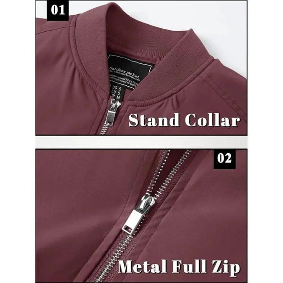 Men's Bomber Jacket Lightweight Casual Spring Fall Windbreaker Zip Up Coat - Picture 5 of 7